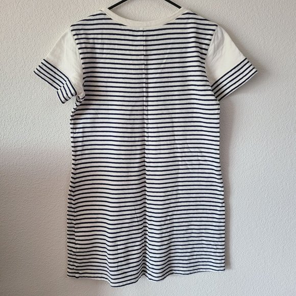 Theory Women's Size Large 100% Cotton Ivory Navy Striped Short Sleeve Mini Dress - Picture 4 of 10